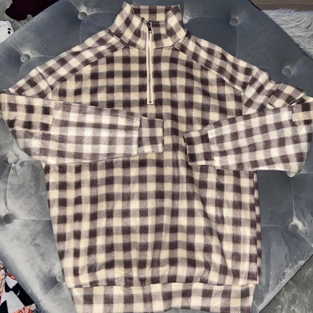 Brown checkered pull over